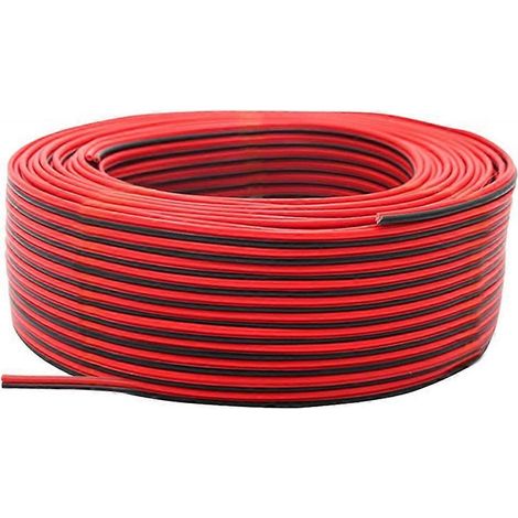 Câble d'alimentation rouge et noir, 100 m, 22 AWG, 2 broches (1/5)