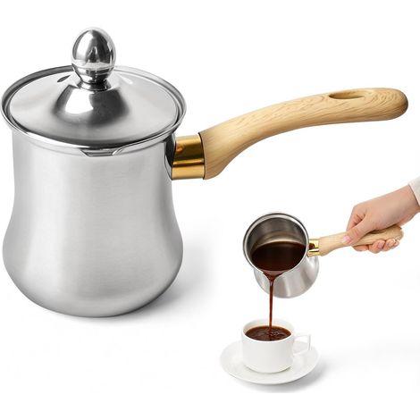 Cafetiere Turque: 720ml Cafetière à Induction En Acier Inoxydable, Cafetière Grecque Briki Avec Couvercle & Manche Pour Latte, Beurre, Fonte, Chocolat Chaud, Thé (1/5)
