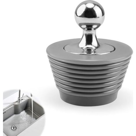 Bonde Baignoire, Conique Matériau en Silicone Bouchon Baignoire, Bouchon Silicone avec Poignée en Alliage de Zinc