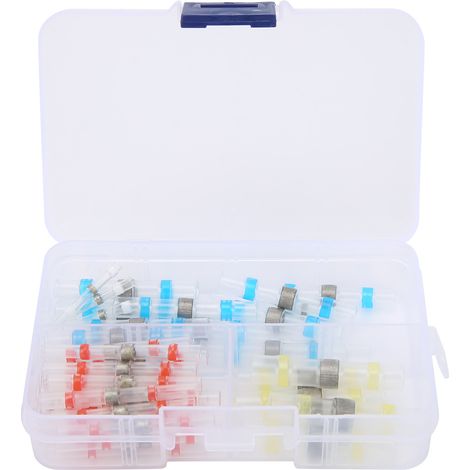 Connecteur bout à bout thermorétractable, blanc, rouge, bleu, jaune, anneau de soudure, Joint de câble étanche, 50 pièces