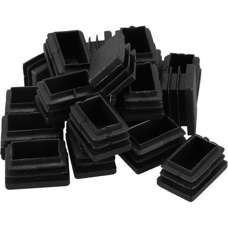 Packung mit 20 rechteckigen Kunststoff-Endkappen, Gewindeeinsätzen für 30 mm x 20 mm Rohre (1/5)