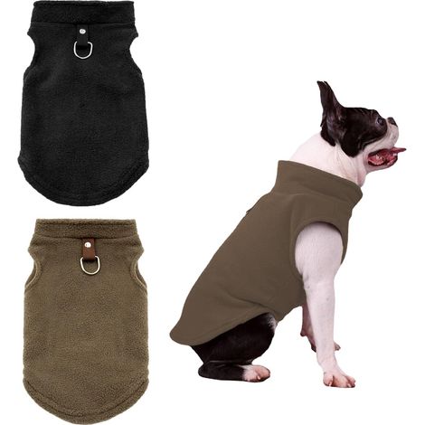 Title: Manteau en Polaire pour Chien Veste de Protection Chaude d'Hiver avec Anneau en D pour Laisse Rouge/Noir/Marron (1/5)
