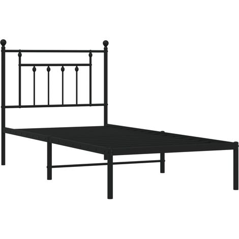 Estructura cama sin colchón con cabecero metal negro 90x190 cm vidaXL (1/4)