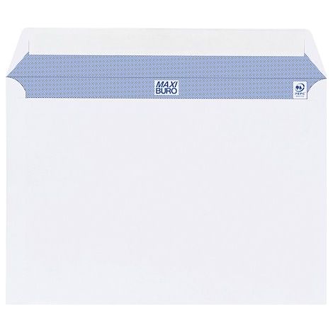 Boîte de 500 enveloppes blanches 162 x 229 mm format C5 avec bande protectrice, sans fenêtre - Maxiburo (1/2)