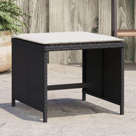 vidaXL Sgabelli da Giardino con Cuscini 4pz Neri 41x41x36cm Polyrattan (1/5)