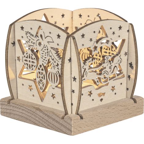 Mini-Laterne Deko Holz Weihnachtsmann für 1 Teelicht 7 cm Laterne