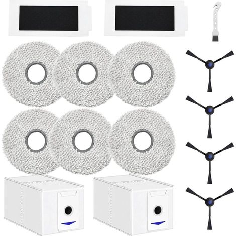 Accessoires pour ECOVACS DEEBOT T30 Pro Omni / T30 Omni Robot aspirateur pièce de Rechange, 6 Chiffon + 2 Sac à poussière + 4 brosses latérales + 2 filtres (1/4)