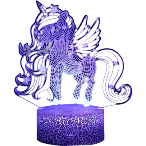 Veilleuse Licorne 3D Enfants, Cadeau Anniversaire Lampe Décoration Chambre