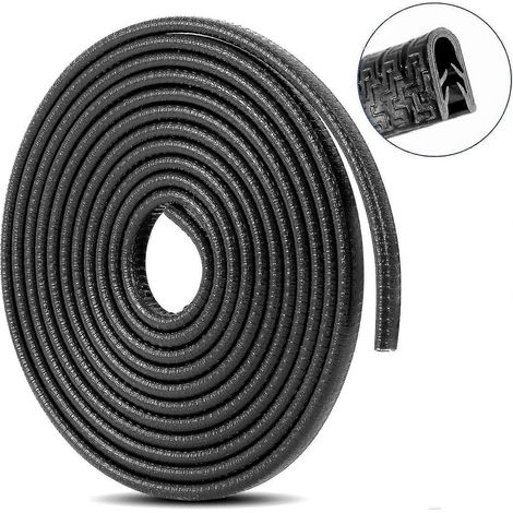 Protections de bord de portière de voiture en forme de U, joint en caoutchouc, compatibles avec la plupart des voitures, longueur totale 10 m (noir) (1/5)