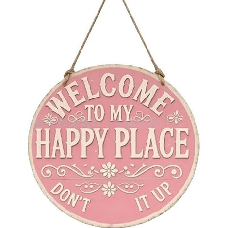 Creative and whimsical statement metal sign, retro pink round metal plate - 40cm