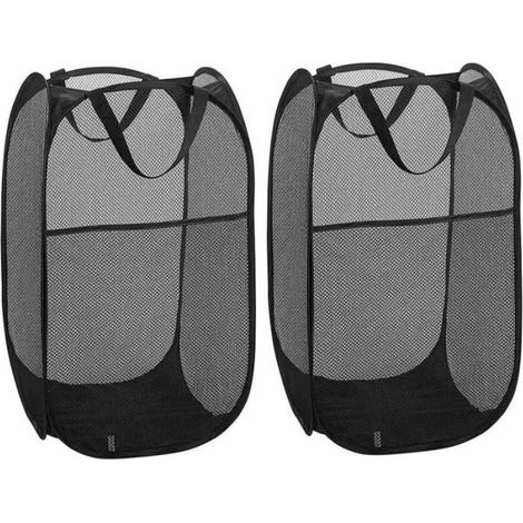 Panier Linge Pliable Noir Lot De 2 Panier Linge Panier Salet Panier De Rangement Sac De Rangement Rond Convient Pour Odipie (1/5)
