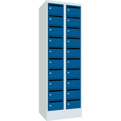 Pavoy Schließfachschrank, 2 x 10 Fächer, Korpus Lichtgrau/ Front Enzianblau (1/2)