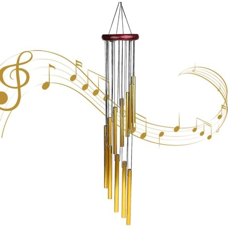 Carillons éoliens de jardin en aluminium, 12 tubes métalliques avec crochet en S, mobiles suspendus extérieur, carillon à vent étagé pour maison (1/5)