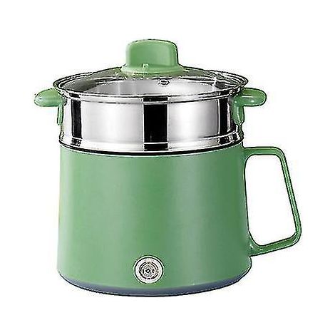 Mini cuiseur multifonction antiadhésif, cuiseur à riz électrique, marmite, idéal pour la maison ou les dortoirs, pour 1 à 2 personnes, double compartiment, vert. (1/5)