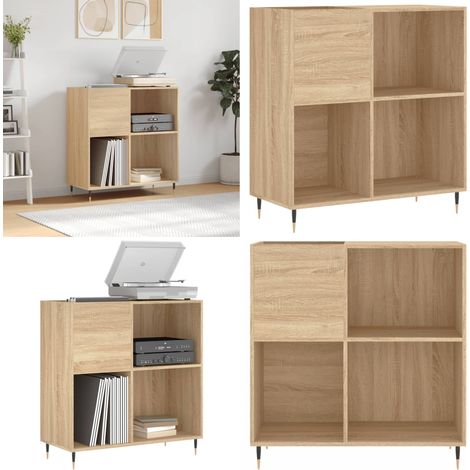 Mobile Porta Dischi Rovere Sonoma 84,5x38x89 Legno Multistrato - Mobile per giradischi - Mobile in legno multistrato