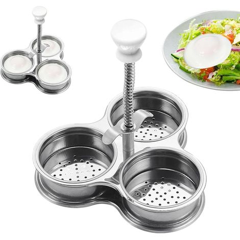 Sartén para huevos escalfados de 3 compartimentos con inserto de vapor de acero inoxidable. (1/5)