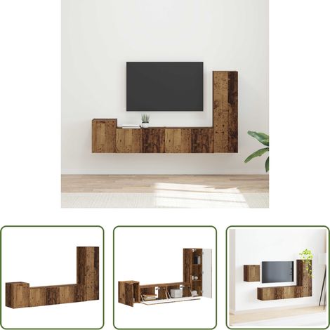 vidaXL Altholz - TV-Schrankset Wandmontiert 4 pcs Altholz Holzwerkstoff (1/5)