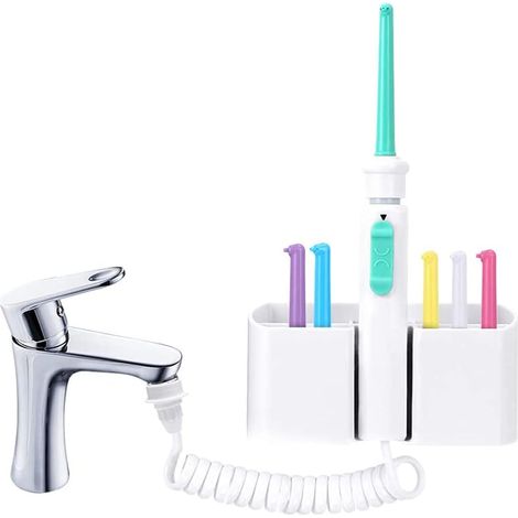 MK104D-2 Irrigateur buccal à robinet, buse 6 pièces, hydropulseur, nettoyeur de dents, rotation à 360 degrés, irrigateur buccal dentaire à domicile (1/5)
