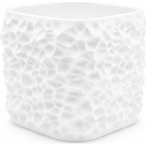 Vaso decorativo bianco per piante, dalla struttura organica