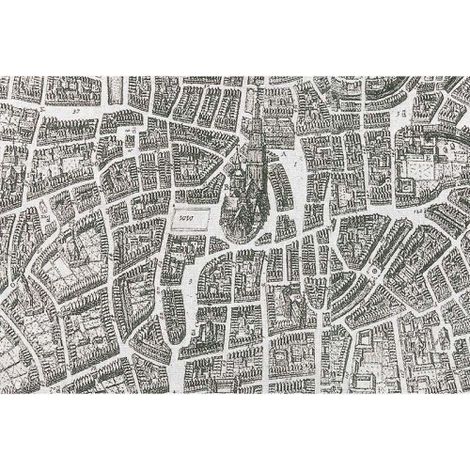 Papier peint panoramique noir & blanc plan de ville Tapisserie panoramique originale carte Papier peint panoramique urbain pour salon (1/3)
