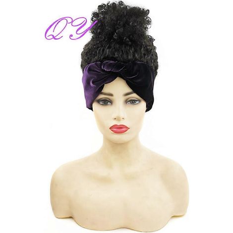 Perruques QY Hair Big Afro Kinky Curly avec bandeau pour femmes, perruques en cheveux synthétiques, style turban.