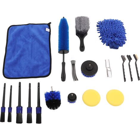 This 18-piece car care brush set includes tire brushes, car wash gloves, and more.