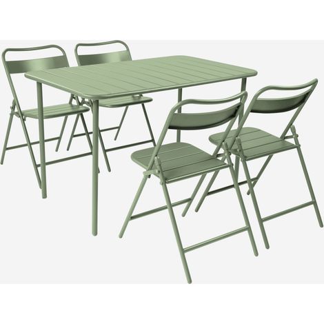 Set tavolo da giardino bistrot pieghevole in acciaio con 4 sedie, 120cm (1/5)