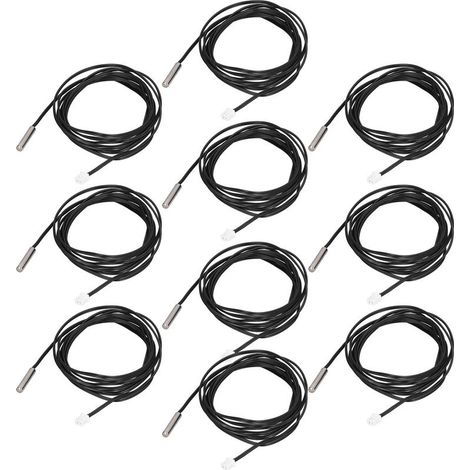 Lot de 10 sondes de température à thermistance NTC, tête cylindrique 5 x 25 mm, câble de 2 mètres, 5K B3950 (1/5)