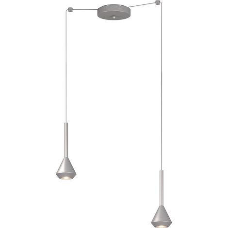 Lampadario Moderno Aygo Metallo Color Alluminio 2 Luci Gu10