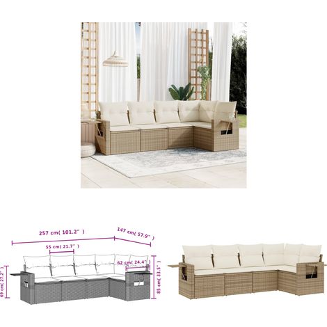 5-tlg. Garten-Sofagarnitur mit Kissen Beige Poly Rattan - Gartenmöbel - Sofasatz - PE-Rattan Möbel - Outdoor Furniture - Lounge Set - Home & Living (1/3)