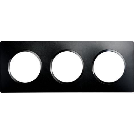 Debflex – Plaque de finition 3 postes noir intense – Finition métal – Installation facile pour murs et plafonds – Compatible avec tous les systèmes électriques