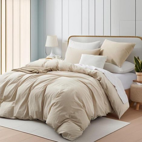 Bettwäsche-Set 155x220 cm Baumwolle Öko-Tex 3-teilig Beige