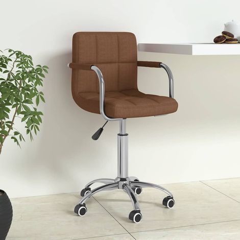 vidaXL Silla de oficina giratoria de tela marrón (1/5)