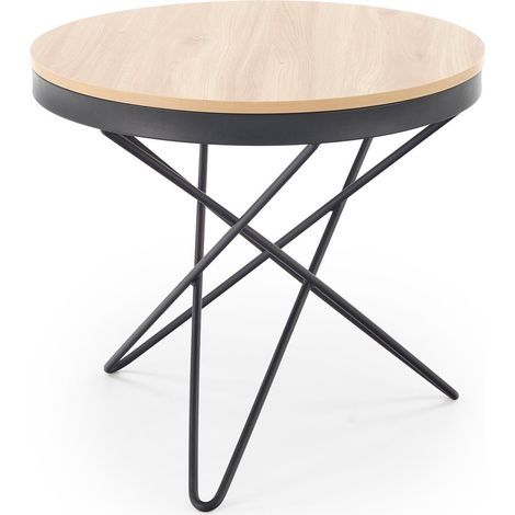 Mesa de centro Houston 2063, De color marrón claro + Negro, 55x0x0cm, Diámetro: 60, MDF, Redonda (1/5)