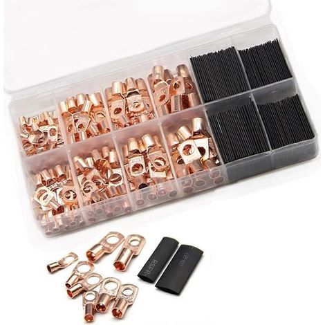 Lot de 260 cosses tubulaires en cuivre SC avec gaine thermorétractable et nez en cuivre. (1/5)