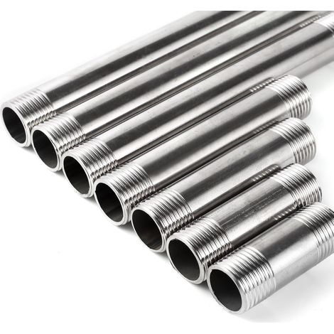 Lot de 2 Raccords Acier Inox Filetage Mâle 1/2 Pouces Droits Pour Tuyau Douche