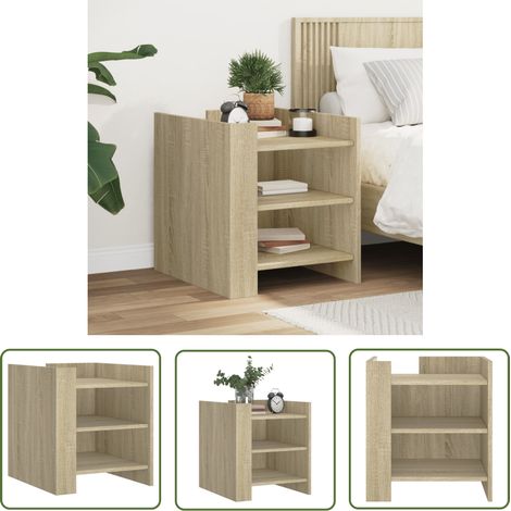 The Living Store Nachttisch Sonoma-Eiche 45x50x50 cm Holzwerkstoff - Nachttisch - Beistelltisch - Wohnzimmerstil - Landhaus Stil - Holzwerkstoff (1/5)