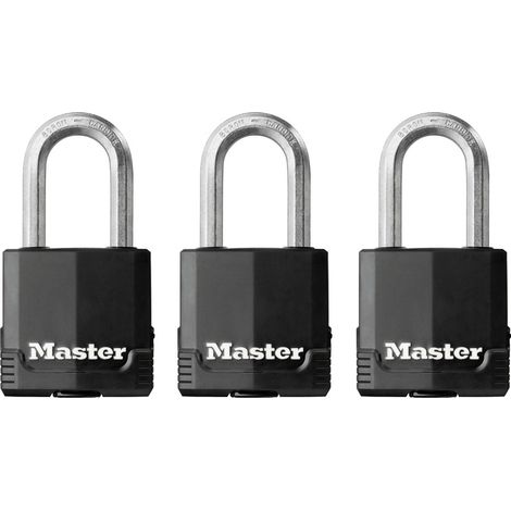MASTER LOCK Hochleistungsvorhängeschloss [Schlüssel] [Beschichteter laminierter Stahl] [Wetterfest] M115EURTRILF - Ideal für Lagerräume, Garagen etc.