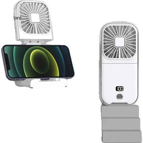 Ventilador de cuello recargable, flujo de aire ajustable, BLANCO (1/2)