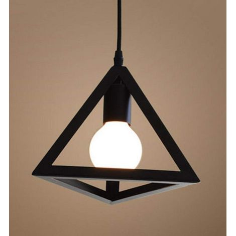 Pendelleuchte im Retro-Industriestil, Deckenlampe, dreieckiger Lampenschirm aus Metall im Retro-Industriestil, geeignet für Küche, Schlafzimmer, Wohnzimmer, Lounge, Außenbereich, ohne Lichtquelle.
