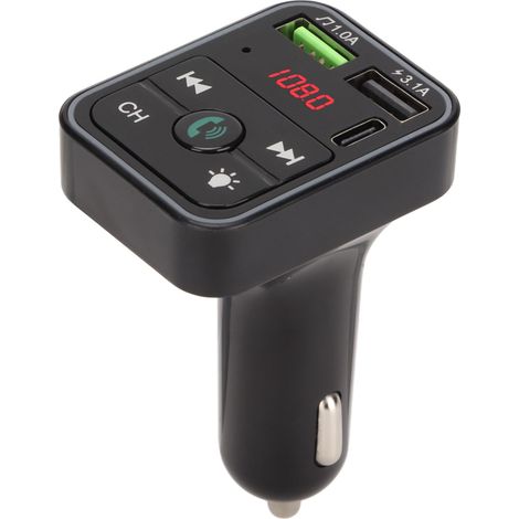 Bluetooth 5.0 FM-Transmitter, Freisprechfunktion, USB 2.0 Musikplayer, Bluetooth-Adapter für Autoradio mit LED-Anzeige. (1/5)