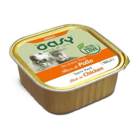 Oasy Dog  Delizioso Paté  Comida en bandeja para perros adultos 150 g - Pollo 150 g