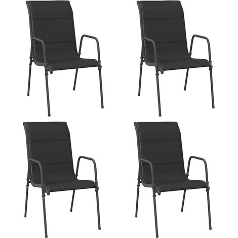 Maison Exclusive - Sedie da Giardino 4 pz in Acciaio e Textilene Nere (1/5)