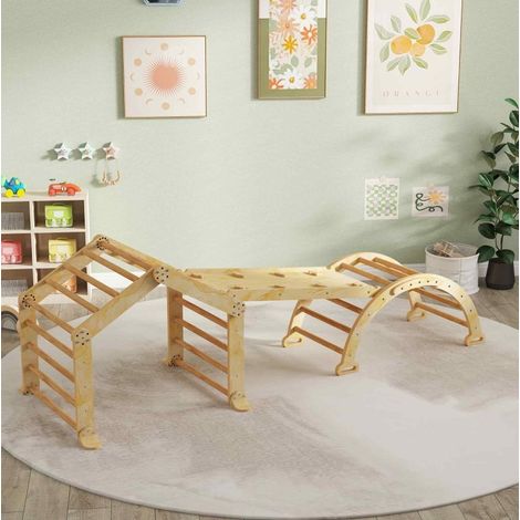 Struttura motoria interna 9 in 1 in legno con scivolo e lavagna DESVIAE (1/5)