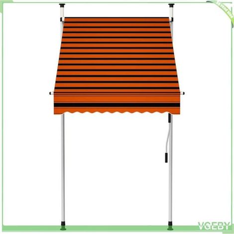Auvent manuel rétractable - FAFEICY - 145834 - Orange et marron - Largeur 100 cm - Projection 120 cm (1/5)