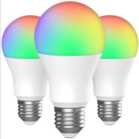 Lampadine LED colorate (gruppo di 3), lampadina LED dimmerabile RGBW da 12 W E27 con telecomando, luce ambientale con funzioni di memorizzazione e timer, 7 livelli di luminosità per la casa e la decor (1/5)