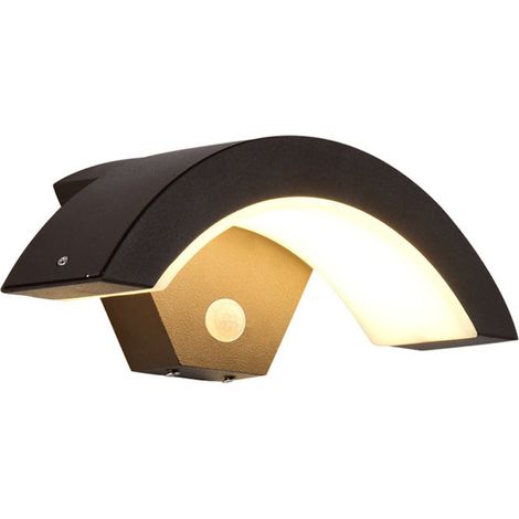 Applique murale extérieure à détecteur de mouvement 24 W, étanche IP65, en aluminium noir, idéale pour jardin, balcon ou entrée. Couleur : blanc chaud 3000 K. Vendue à l'unité. (1/5)
