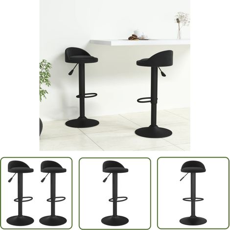The Living Store Tabourets de bar lot de 2 Noir Velours - Tabouret De Bar - Chaise De Comptoir - Fauteuil De Bar - Meuble De Salon - Mobilier Contemporain (1/5)