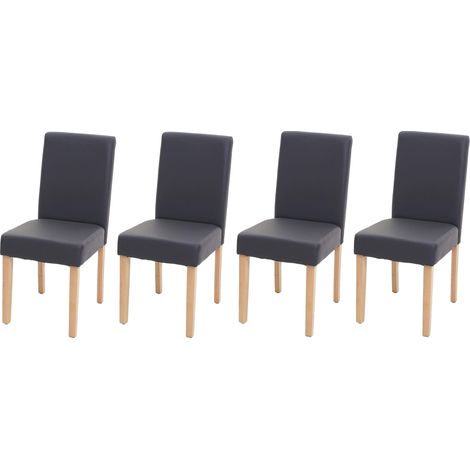 Lot de 4 chaises de salle à manger synthétique gris mat pieds clairs CDS04558 (1/5)