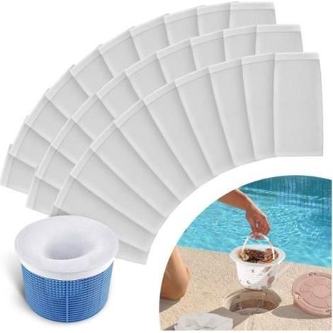 30 durable elastic nylon pool skimmer socks for removing leaves, pollen, and foam. (1/4)
